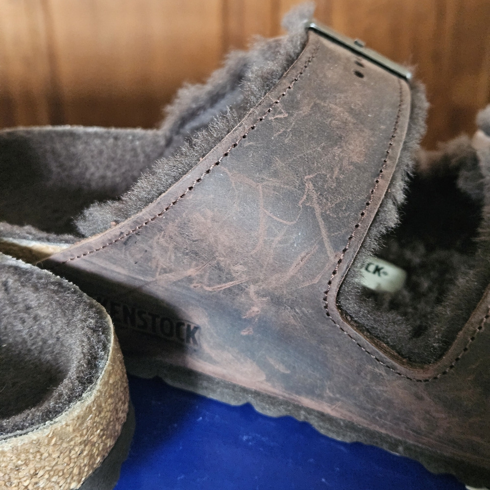 Birkenstock Arizona Shearling Sandals in Mocha - Picture 5 of 9